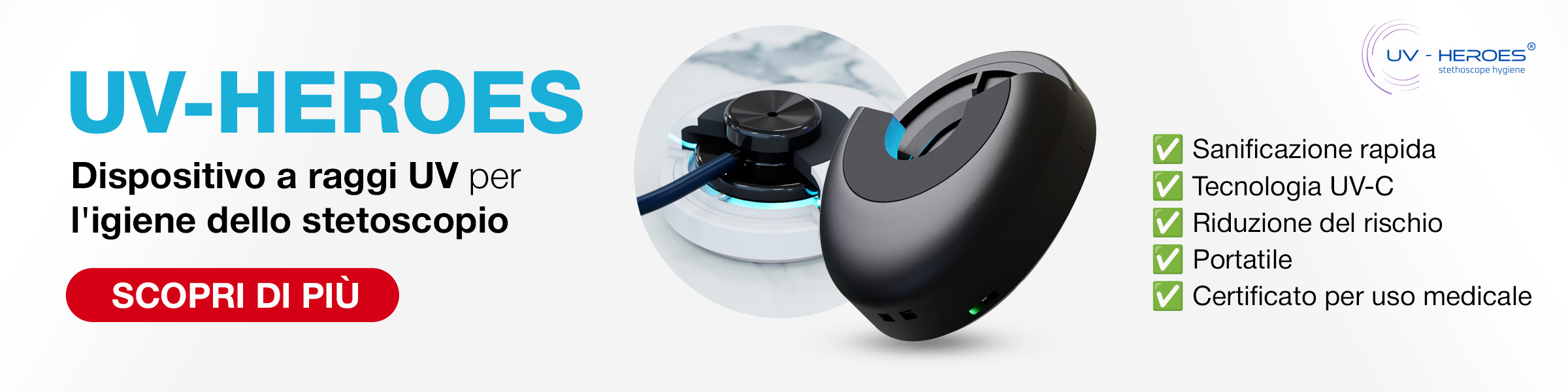 UV Heroes Dispositivo a raggi UV per l'igiene dello stetoscopio