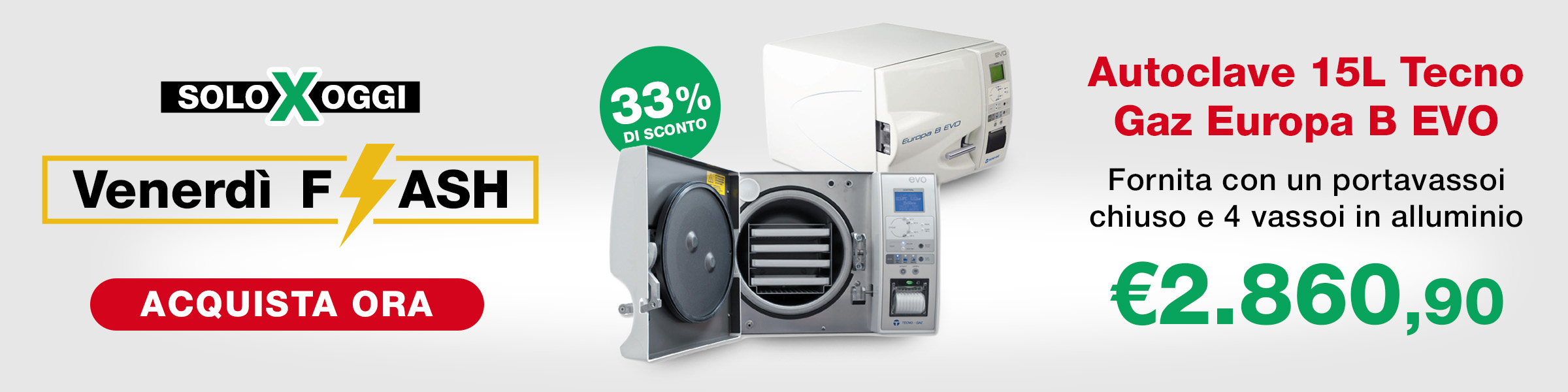 Venerdi Flash Autoclave Tecno Gaz Europa B EVO 15 litri