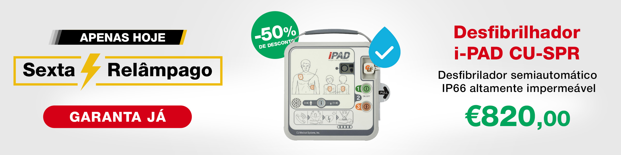 Sexta relampago Desfibrilhador semiautomático i-PAD CU-SPR IP66 altamente impermeável em promo