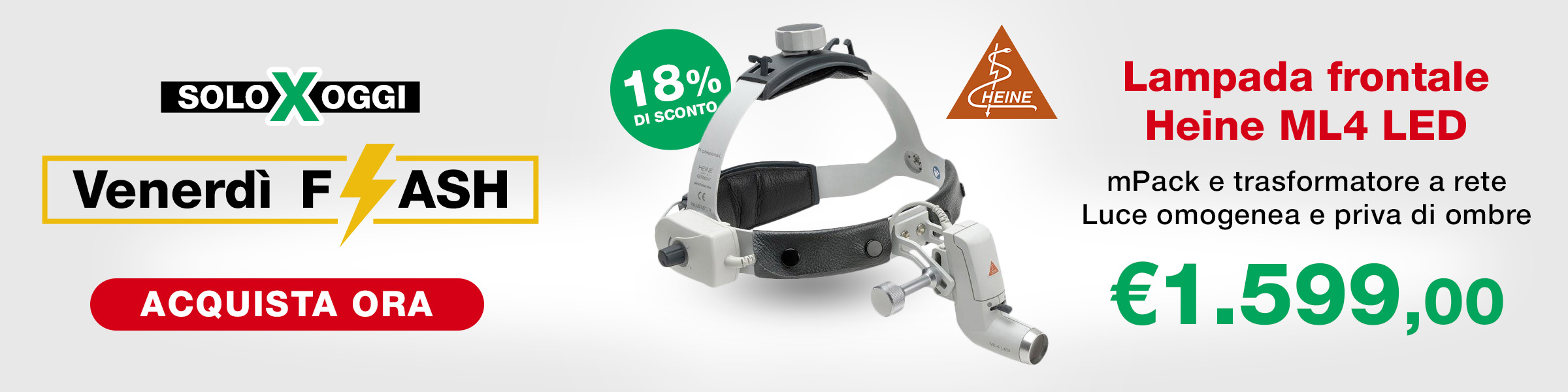 Venerdi Flash - Lampada frontale  Heine ML4 LED in promozione