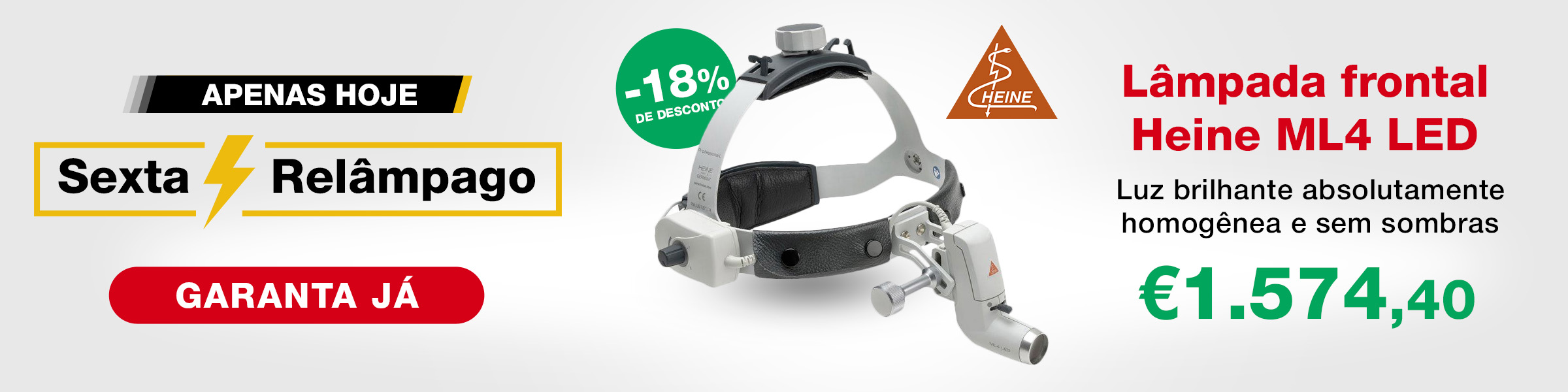 Sexta relampago Lâmpada frontal Heine ML4 LED com mPack e adaptador de rede