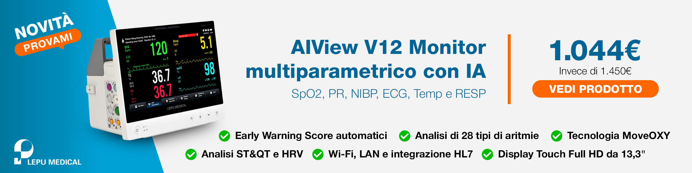 Monitor multiparametrico AIView V12