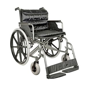 Cadeira de rodas extra large dobrável com rodas pneumáticas e braços de mesa - assento 56 cm