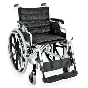 autopropulsé Deluxe pliant avec roues pleines et accoudoirs – assise 46 cm – tissu noir