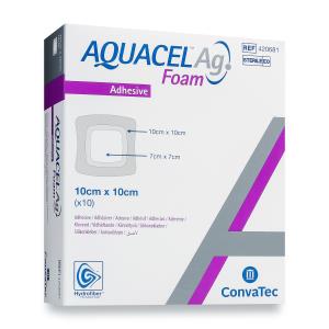 Aquacel Ag Foam Adhesive Medicazione in schiuma di poliuretano con ioni argento 10×10 cm