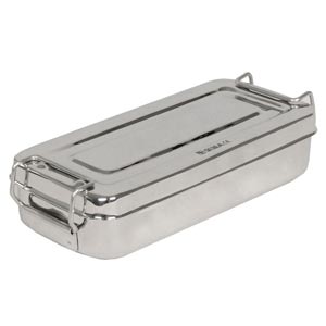 Scatola acciaio inox con manici 18 x 8 x 4 cm