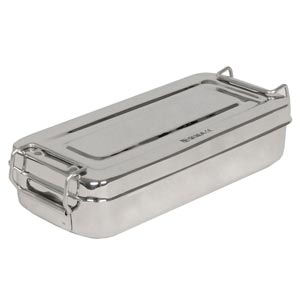 Scatola acciaio inox con manici 18 × 8 × 4 cm