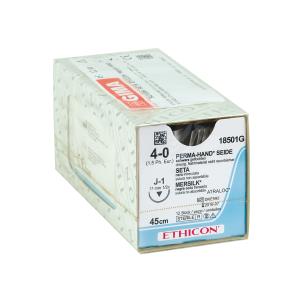 Suture non assorbibili Ethicon Seta, ago 1/2 da 17 mm, USP 4/0 - nero