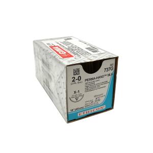 Sutures non résorbables Ethicon Perma-Hand Soie, aiguille 1/2 de 22 mm, USP 2/0 - noire