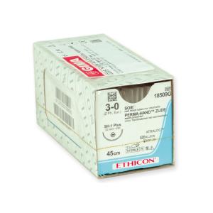 Suture non assorbibili Ethicon Seta, ago 1/2 da 22 mm, USP 3/0 - nero