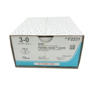 Suture non assorbibili Ethicon Seta, ago 3/8 da 19 mm, USP 3/0 - nero