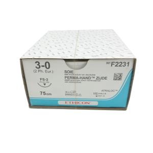 Suture non assorbibili Ethicon Seta, ago 3/8 da 19 mm, USP 3/0 - nero