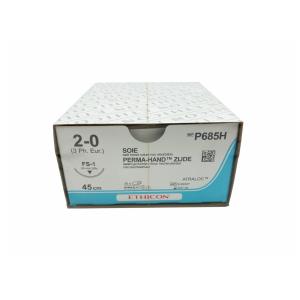 Sutures non résorbables Ethicon Soie, aiguille 3/8 de 24 mm, USP 2/0 - noire