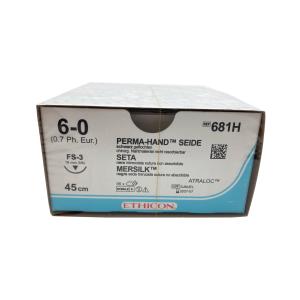 Suture non assorbibili Ethicon Perma-Hand Seta - ago 3/8 da 16 mm, USP 6/0 - nero