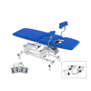 Camilla eléctrica de exploración Test Plus Urogyn de 3 secciones con kit ruedas - azul