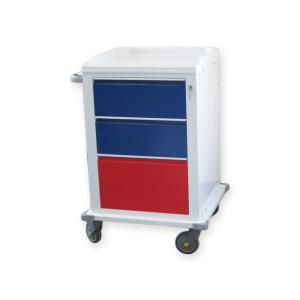 Painted steel modular trolley - 2 medium and 1 large drawers