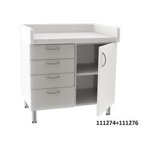 Unidad de doble base con 4 cajones y 1 puerta - blanca