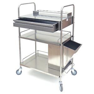 Carrello in inox Rex medicazione - 3 ripiani