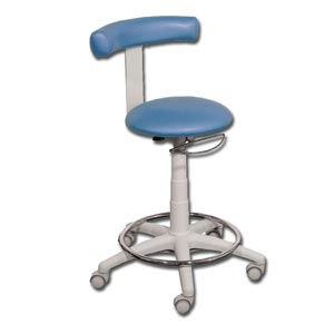 Sgabello Gynex con anello e altezza regolabile 53-66 cm - con schienale, sedile imbottito e base con ruote e anello - azzurro Buenos Aires