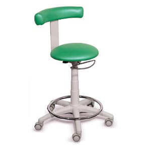 Sgabello Gynex ad altezza regolabile 53 - 66 cm con sedile imbottito e base con ruote e anello - verde Vancouver 