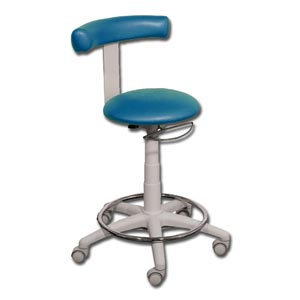 Sgabello Gynex ad altezza regolabile 53 - 66 cm con sedile imbottito e base con ruote e anello - blu Chicago