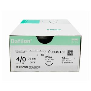 Dafilon suture non assorbibili in nylon, ago 3/8 da 19 mm, USP 5/0 - filo blu da 75 cm