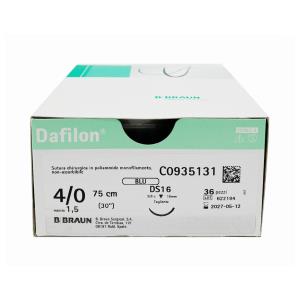 Dafilon suturas não absorvíveis de nylon, agulha 3/8 de 24 mm, USP 2/0 - fio azul de 45 cm