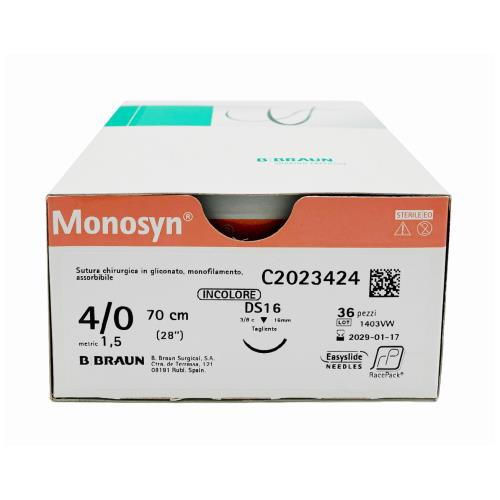 Acquista Suture Assorbibili B. Braun Monosyn In Gliconato, Ago 3/8 Da ...