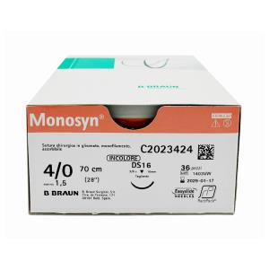 Monosyn suture assorbibili in gliconato, ago 3/8 di precisione da 13 mm, USP 6/0 - filo viola 45 cm