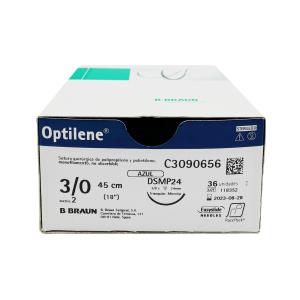 Optilene suturas no reabsorbibles en polipropileno, aguja 3/8 triangular 19 mm, USP 5/0 - hebra azul 45 cm