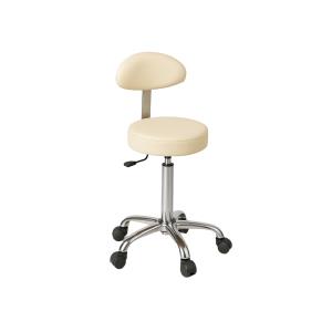 Sgabello altezza regolabile 55-75 cm con sedile imbottito, ruote e schienale - beige chiaro