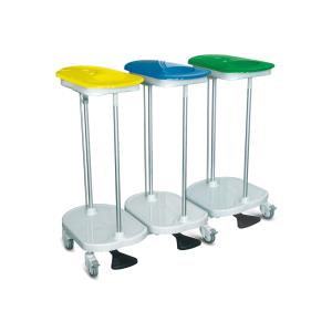 Carrello portasacco a pedale per biancheria - triplo