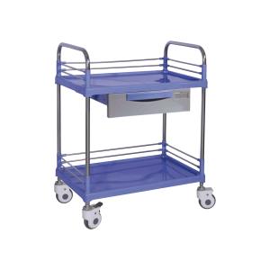 Carrello in acciaio Utility con 2 ripiani e cassetto