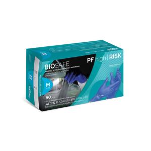BIOSAFE PF HIGH RISK Guanti in lattice blu scuro con elevato spessore e manichetta lunga - L