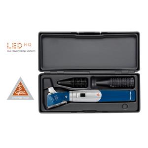 Otoscope Heine Mini 3000 LED avec éclairage direct, poignée à piles et trousse - bleu