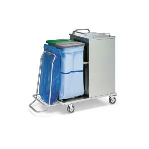 Chariot à linge fermé avec structure en acier inox