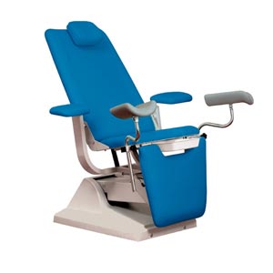 Poltrona ginecologica Gynex con portarotolo - blu mare metallizzato