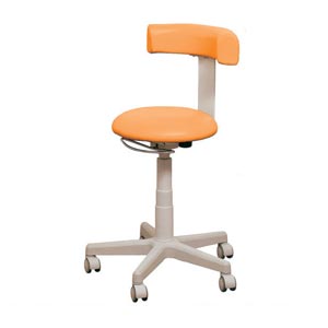Sgabello Gynex ad altezza regolabile 53-66 cm - con schienale, sedile imbottito e base con ruote - arancione Amsterdam
