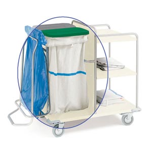 Saco para carrinho de lavandaria branco com riscas azuis