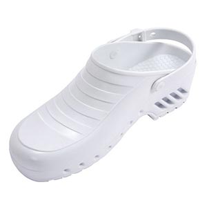 Zoccoli bianchi senza fori e con laccetto di sicurezza - 45-46