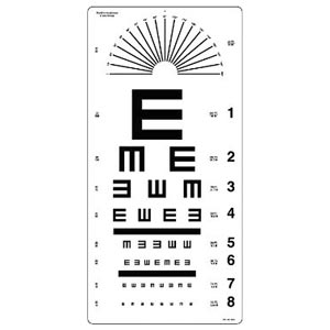 Echelle optométrique Tumbling avec lettre « E » - distance 6 m - 28 x 56 cm