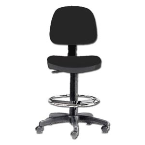 Sgabello ad altezza regolabile 60-86 cm - con schienale e base con ruote e anello - nero
