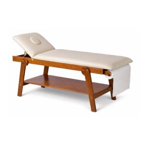 Mesa de exame Firenze em madeira - com furo e suporte para lençóis - cerejeira