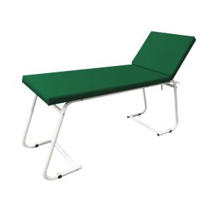 de consulta médica em aço pintado de branco com colchão verde