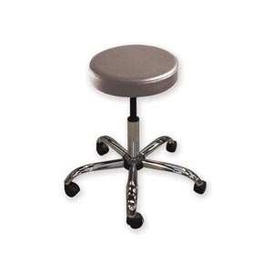 Sgabello in metallo ad altezza regolabile 50 - 60 cm con sedile imbottito Ø 30 cm e base con ruote - grigio
