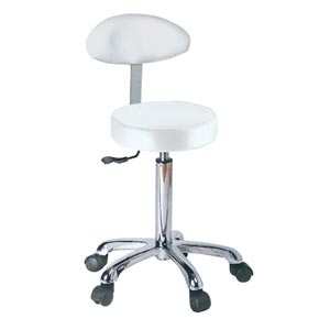 Taburete regulable en altura de 55 a 75 cm con respaldo - blanco