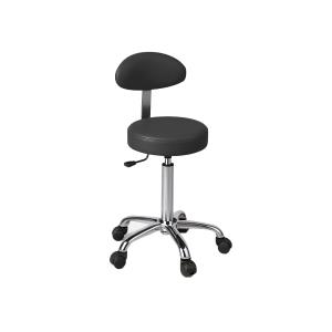 Sgabello altezza regolabile 55-75 cm con sedile imbottito, ruote e schienale - nero