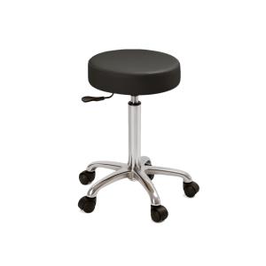 Sgabello altezza regolabile 55-75 cm con sedile imbottito Ø 34 cm e base con ruote - nero