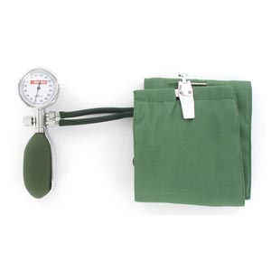 Tensiomètre Minor 2 avec 2 tubes - Brassard en coton vert avec fermeture à crochets