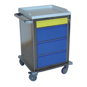 Carro modular de acero inox - 1 cajón pequeño y 3 medianos